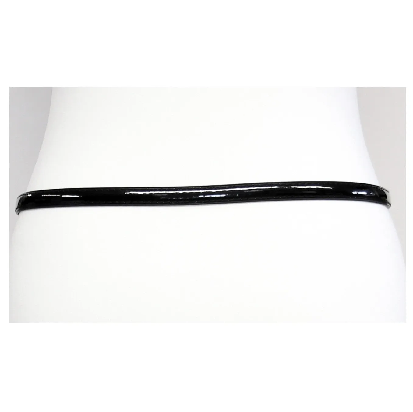 1.3cm Black Skinny Pencil Belt with Silver Buckle