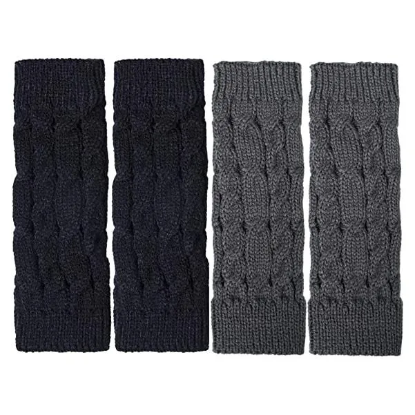 2-Pairs: Women's Winter Warm Knit Fingerless Gloves