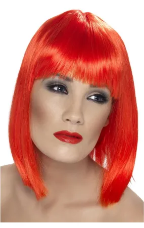 Adult Neon Red Glam Wig