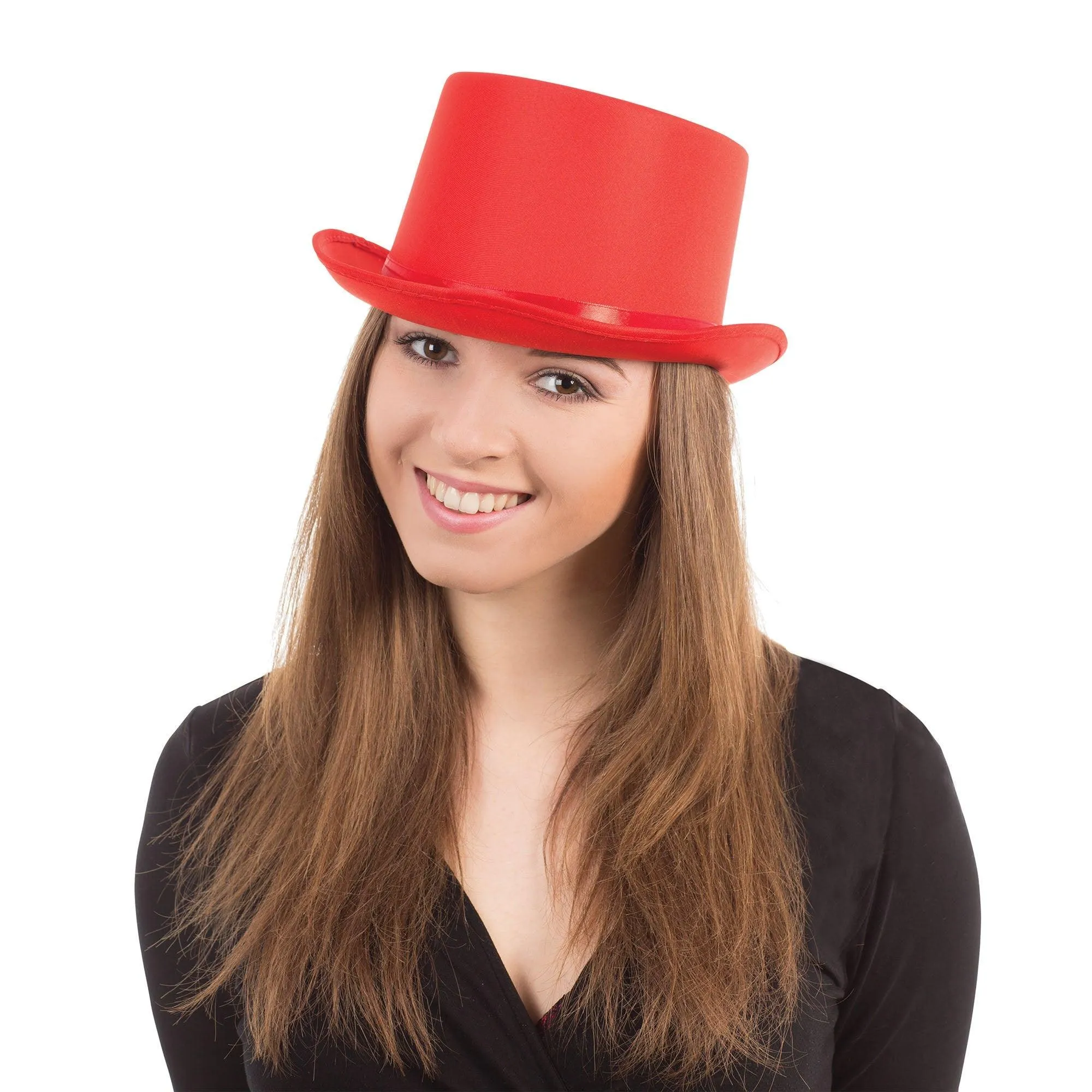 Adult Red Top Hat Satin Look Xmas theme hat