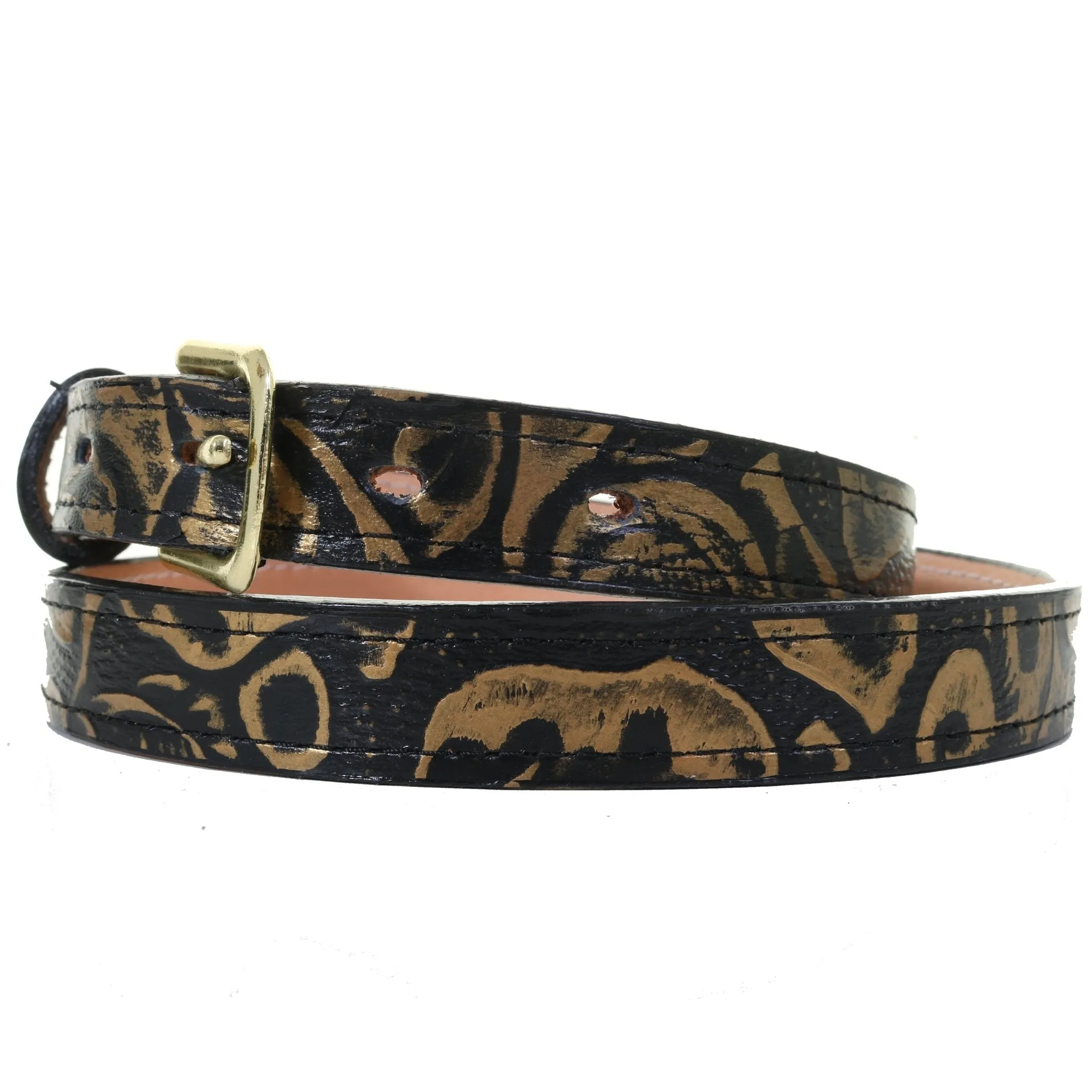 B1143 - Black Gold Floral Belt