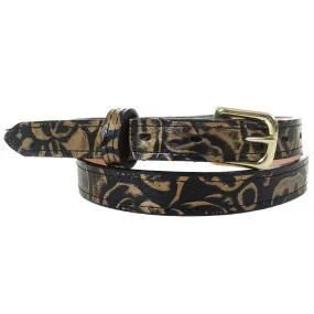 B1143 - Black Gold Floral Belt