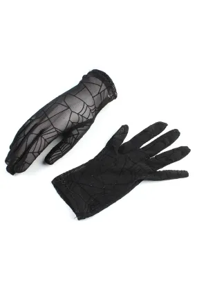 Banned Alternative Black Widow Spider Web Mesh Gloves