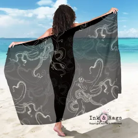 Black Octopus CREAM Scarf, Sarong, Shawl