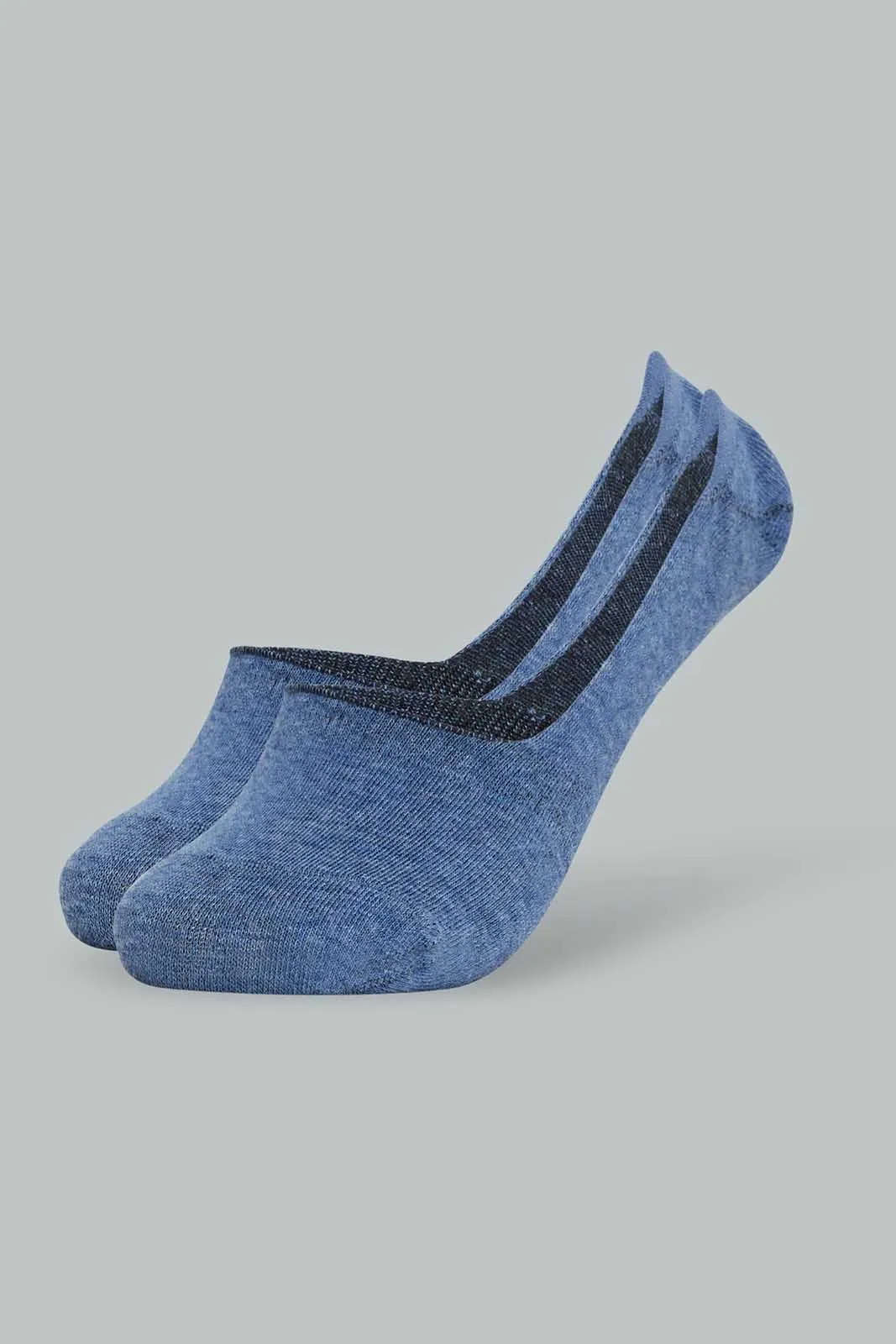 Boys Senior Navy And Grey Invisible Socks (2 Pairs)