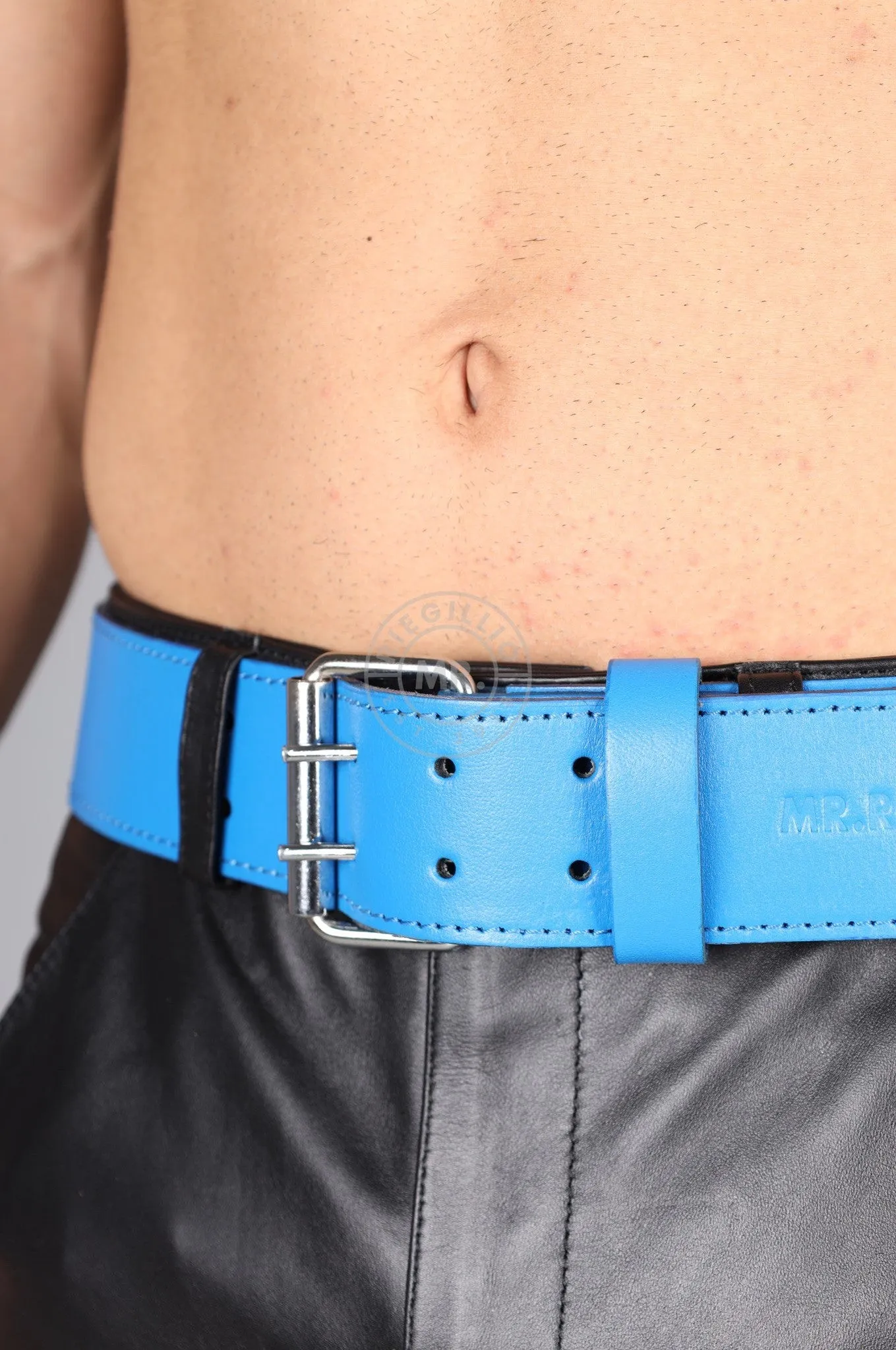 Bright Blue Leather Belt