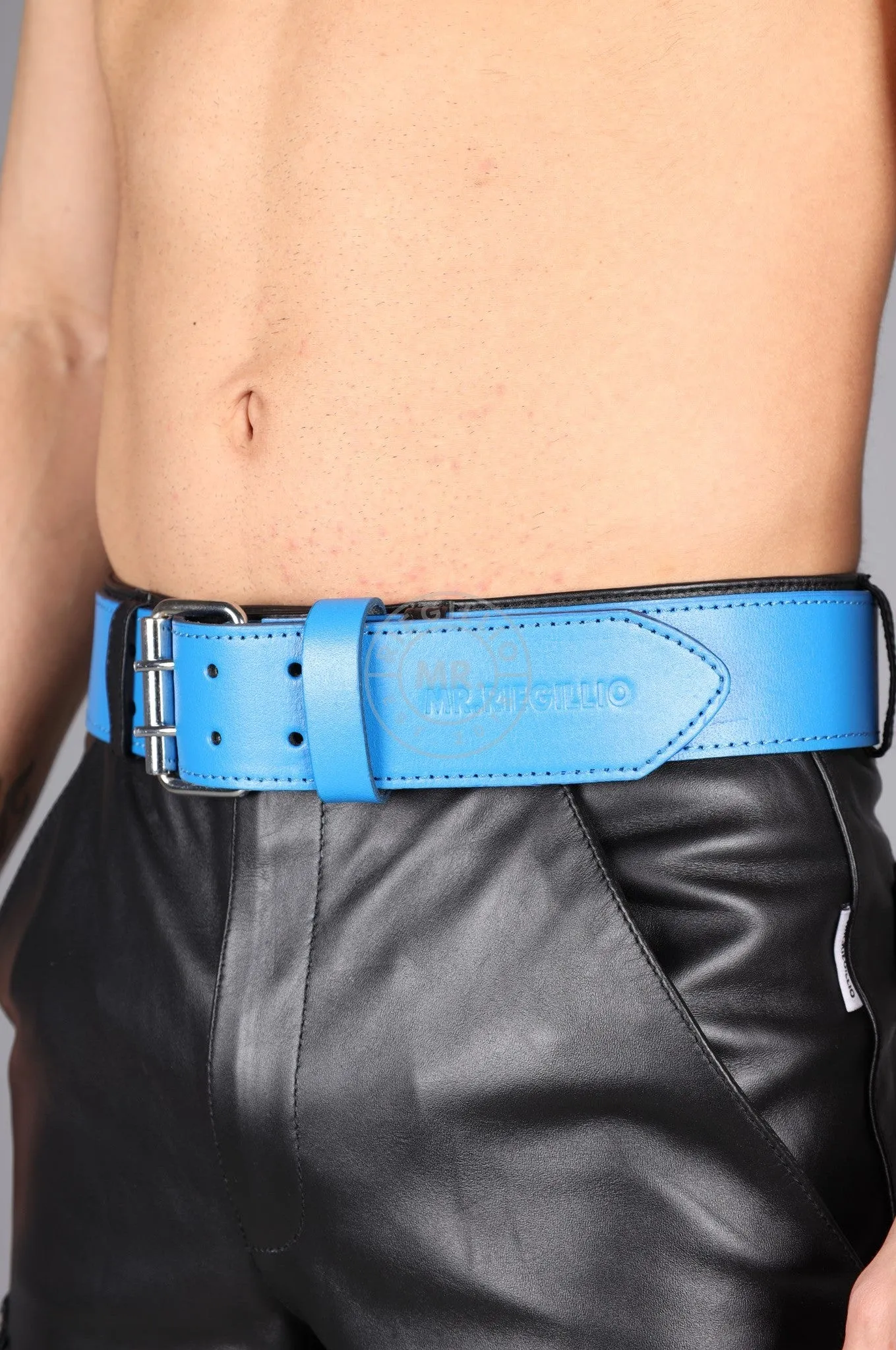 Bright Blue Leather Belt