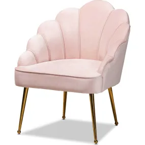 Ciarra Velvet Fabric Upholstered Chair Light Pink/Gold