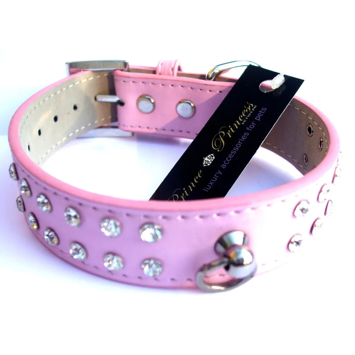 Diamante Dog Collar Lead Set - Baby Pink