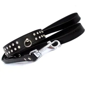 Diamante Dog Collar Lead Set - Black