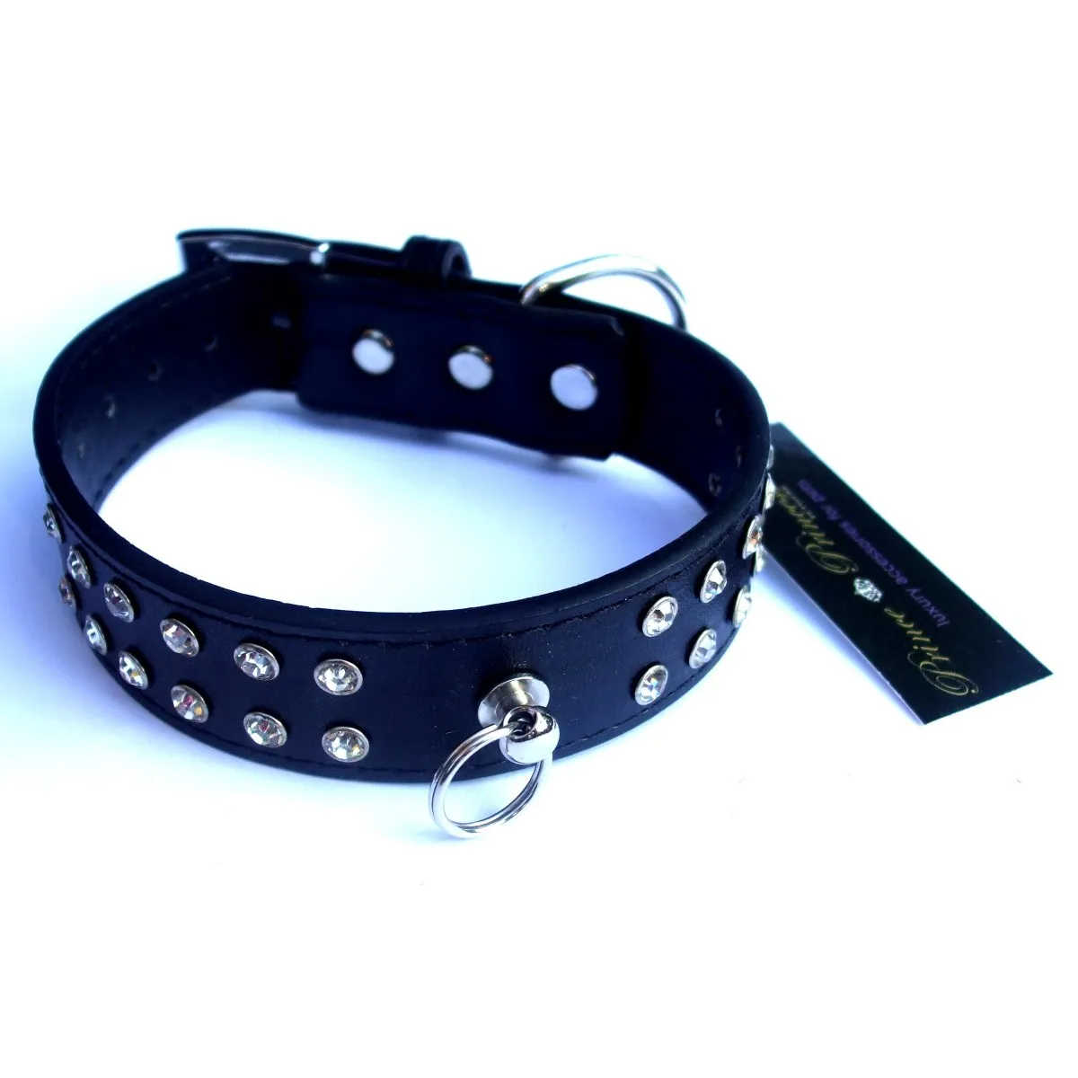 Diamante Dog Collar Lead Set - Black