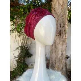 Embellished Hat - Size #1 Textured Burgundy