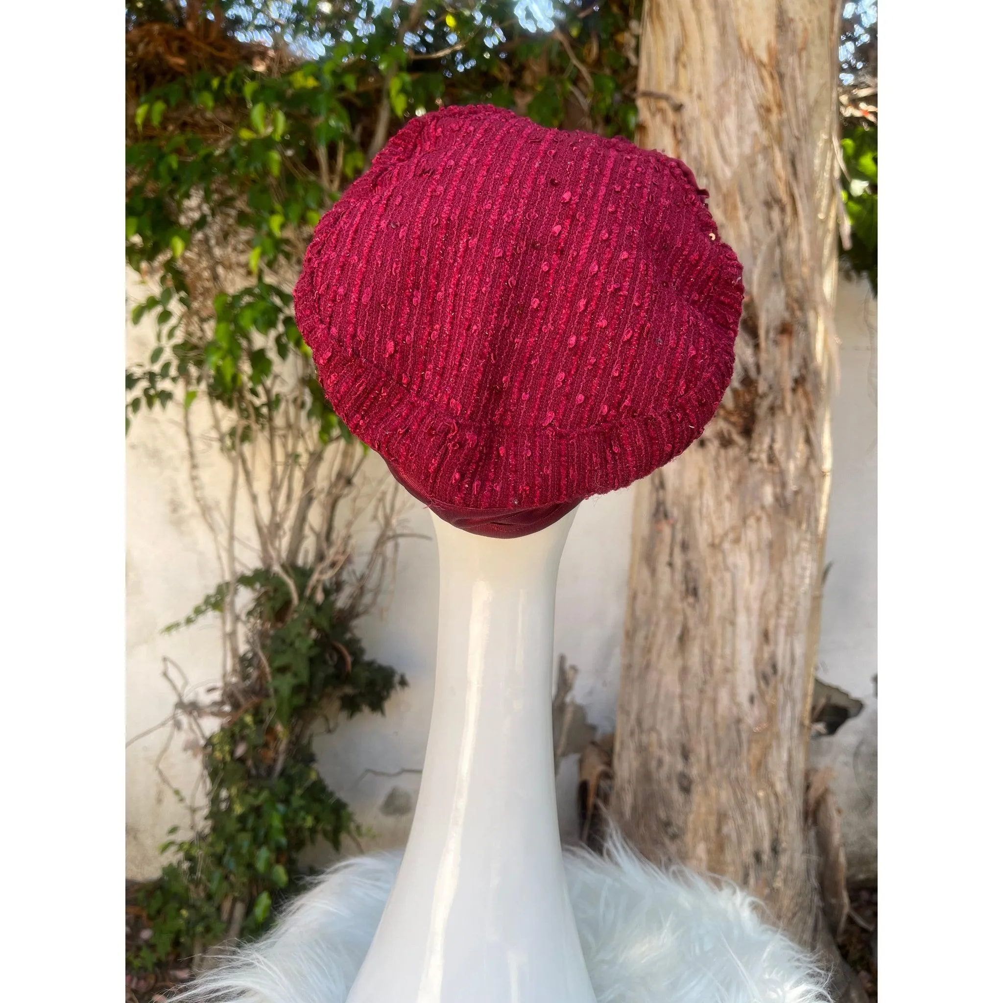 Embellished Hat - Size #1 Textured Burgundy