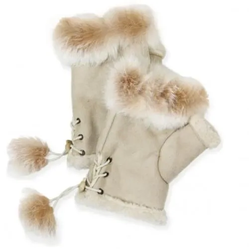 Fingerless Gloves with Fur Trim