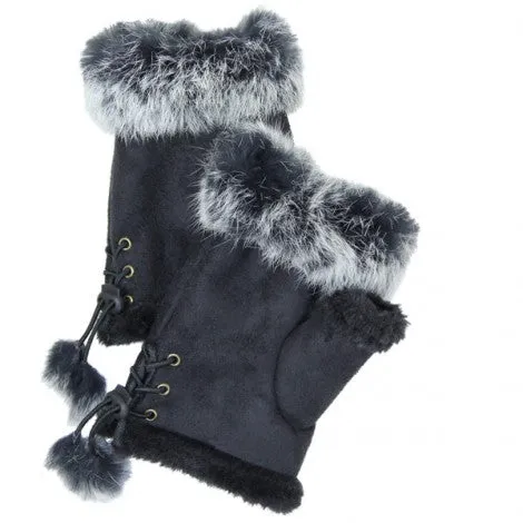 Fingerless Gloves with Fur Trim