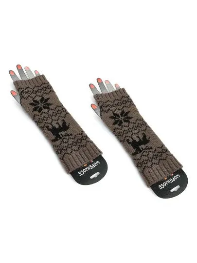 Fingerless snowflake arm warmer gloves