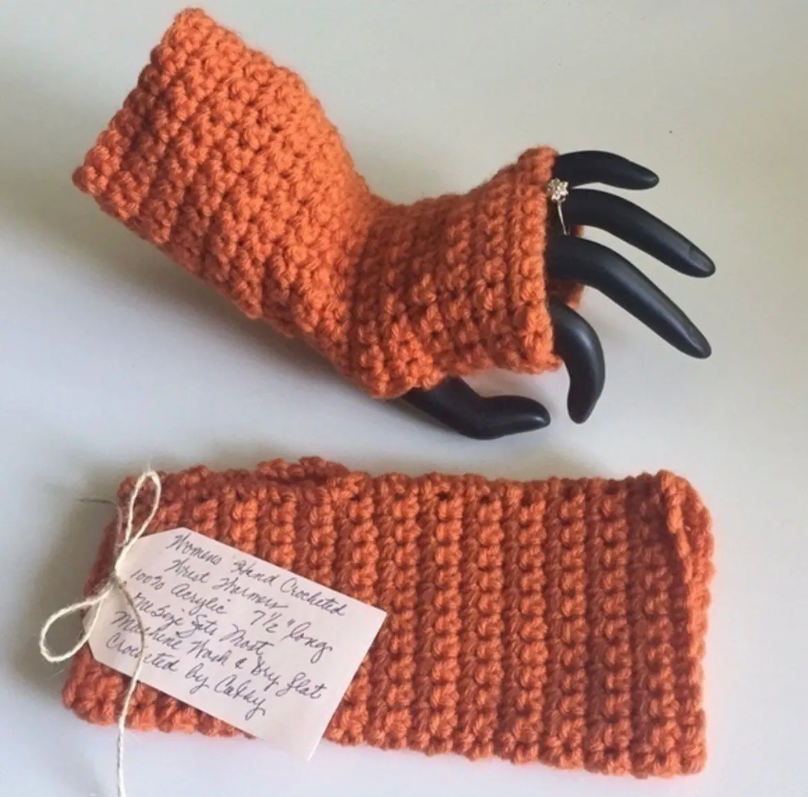 Gaming Texting Fingerless Gloves Rust Orange Crochet Knit Fall Winter Writing Tech Wrist Warmers Pumpkin Handmade Fashion Gift Women Accessory