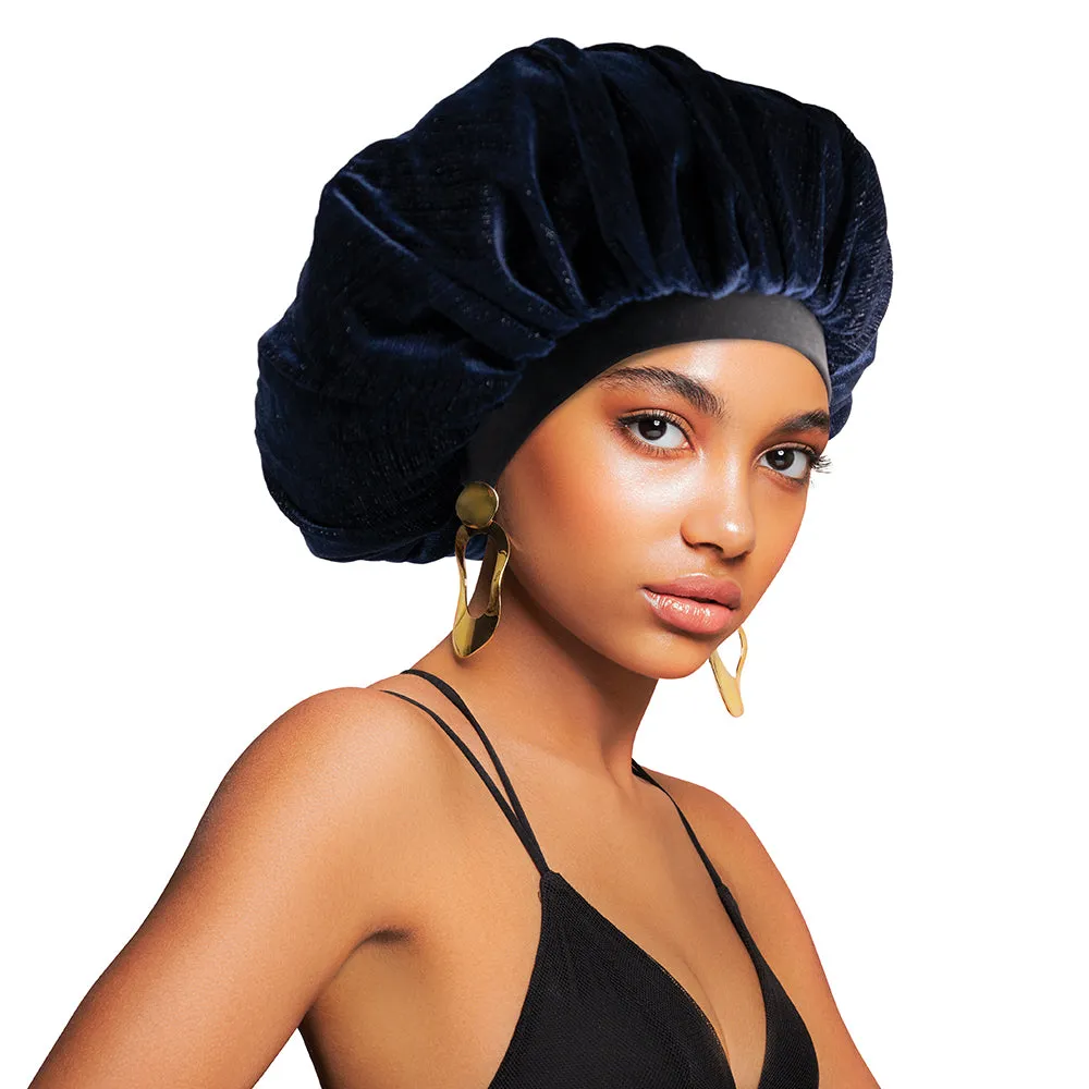 GLITTER LINE VELVET BONNET CAP