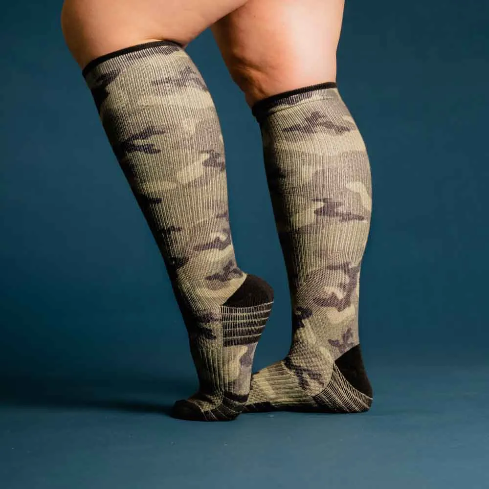 Green Camo Diabetic Compression Socks