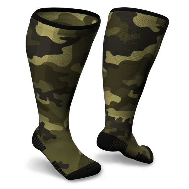 Green Camo Diabetic Compression Socks