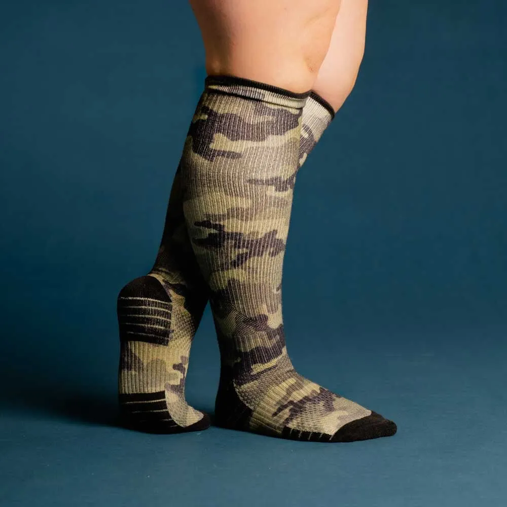 Green Camo Diabetic Compression Socks