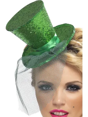 Green Fever Mini Top Hat on Headband