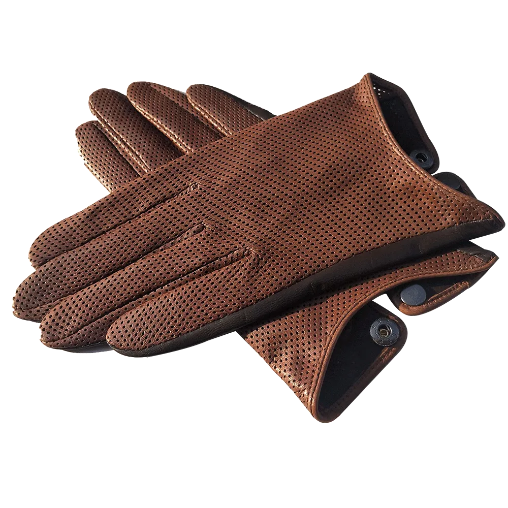 HIGHSHINE Men's Unlined  Summer Breathable Lambskin Leather Driving Gloves