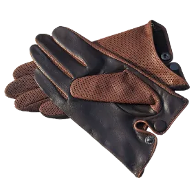 HIGHSHINE Men's Unlined  Summer Breathable Lambskin Leather Driving Gloves