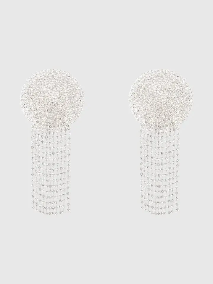 House of Desire Silver Rhinestone Fringe Pasties 02964