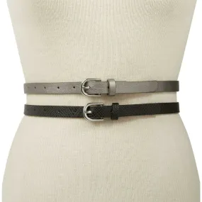 INC International Concepts Women's 2 PACK Solid and Snake Skinny Belts