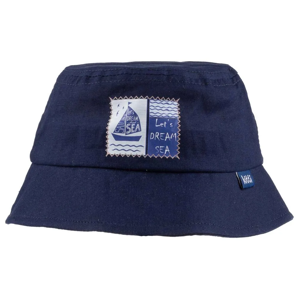 Infant to Toddler Bucket Hat, Let's Dream Sea-Nautical Sailing Theme Cotton Summer Hat, 1-3 Years