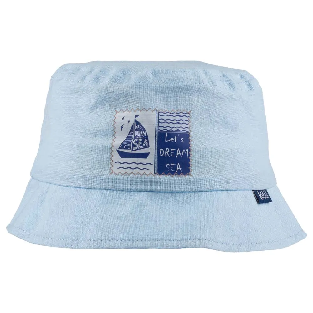 Infant to Toddler Bucket Hat, Let's Dream Sea-Nautical Sailing Theme Cotton Summer Hat, 1-3 Years