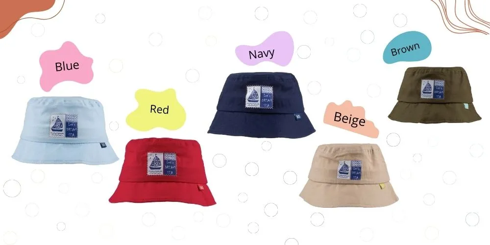 Infant to Toddler Bucket Hat, Let's Dream Sea-Nautical Sailing Theme Cotton Summer Hat, 1-3 Years