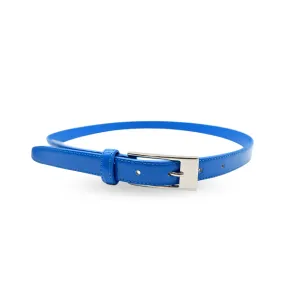 LACEY - Women's Glossy Blue Genuine Leather Patent Belt