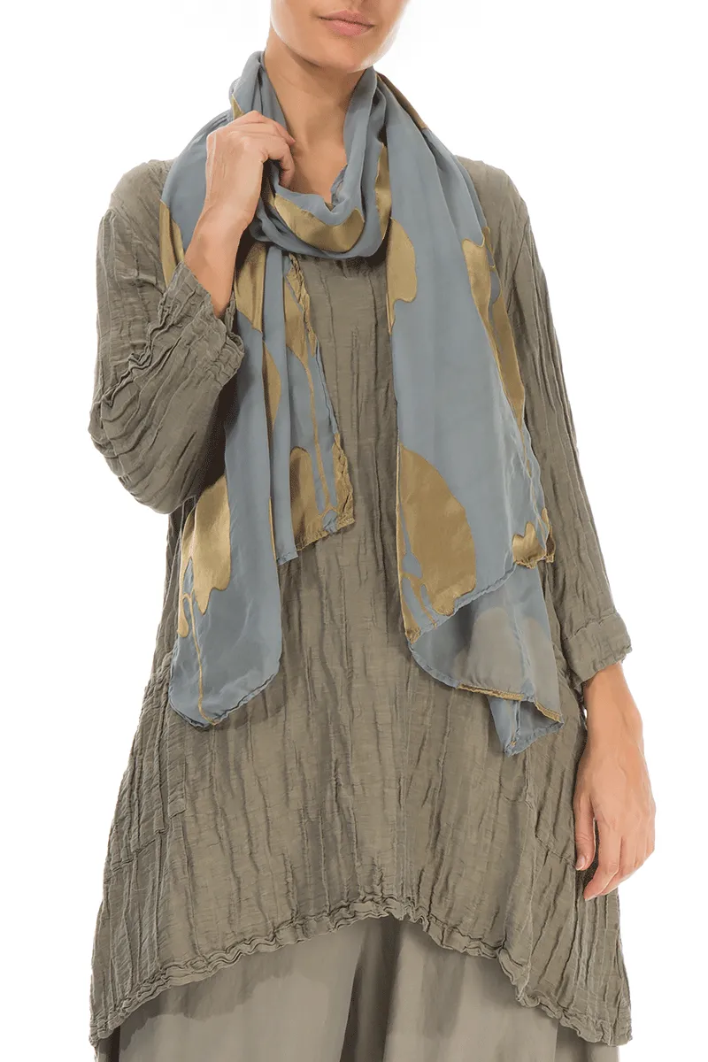 Leaves Silver Sage Silk Scarf