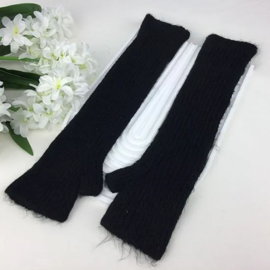 Long Fingerless Knitted Gloves