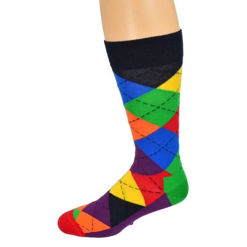 Men's Colorful Crew Socks in Combed Cotton (3 Pair Packs)