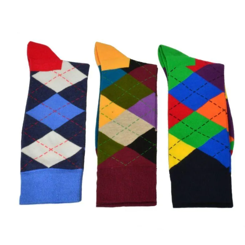 Men's Colorful Crew Socks in Combed Cotton (3 Pair Packs)