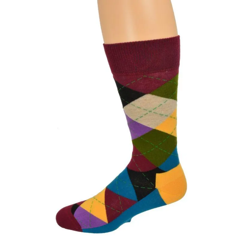 Men's Colorful Crew Socks in Combed Cotton (3 Pair Packs)