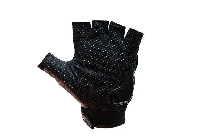 Mens Grey Fingerless Mesh Racing Gloves