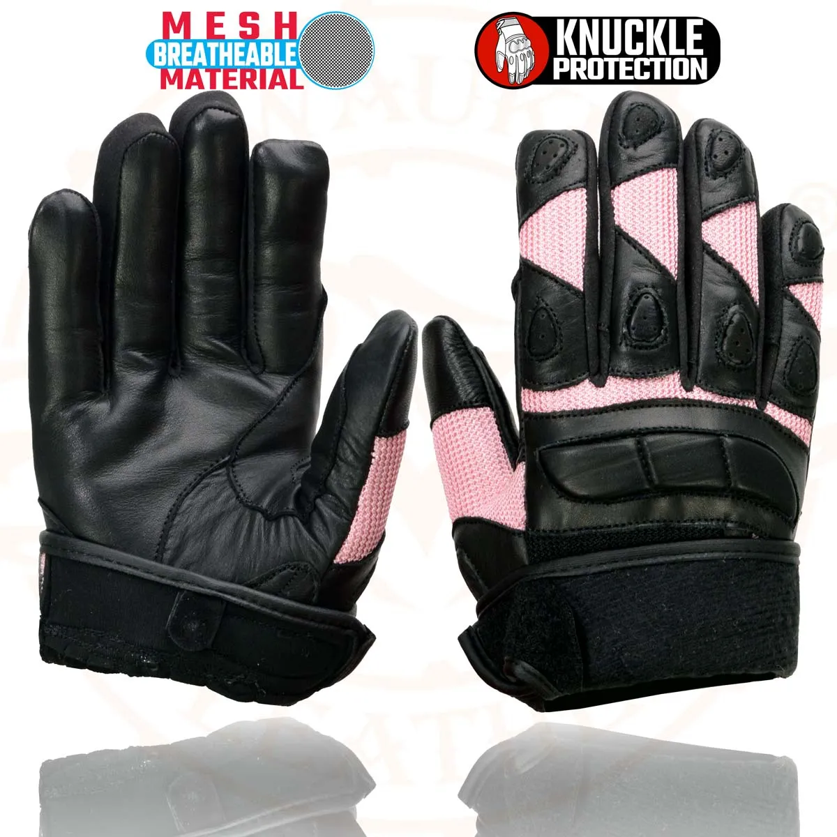 Milwaukee Leather SH802 Women's Black and Pink Leather with Mesh