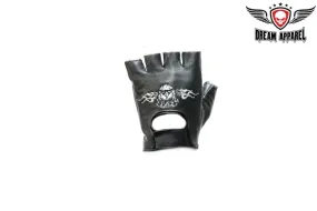 Motorcycle Fingerless Gloves With Eagle In Flames