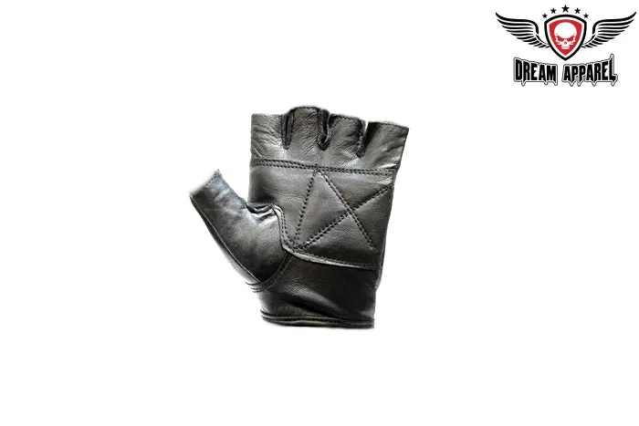 Motorcycle Fingerless Gloves With Eagle In Flames