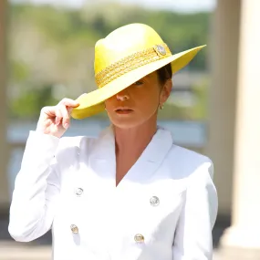 NA33216-Ladies yellow panama dress hat