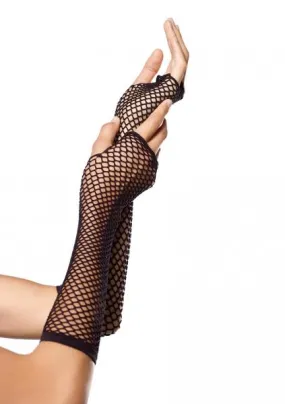 Net Fingerless Gloves - Black - One Size