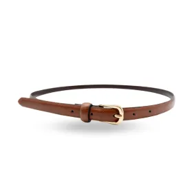 PIPER - Womens Tan Genuine Leather Skinny Belt