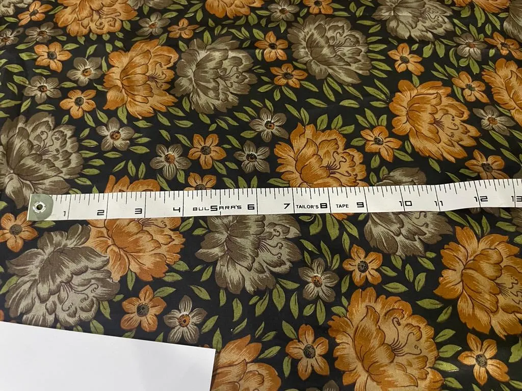 Pure silk HABOTAI FLORAL BLACK AND BROWN FLORAL COLOR 80 gms [15537]