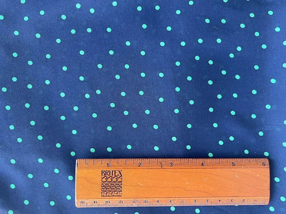 Semi-Sheer Newly Minted Polka Dots Navy Polyester Georgette