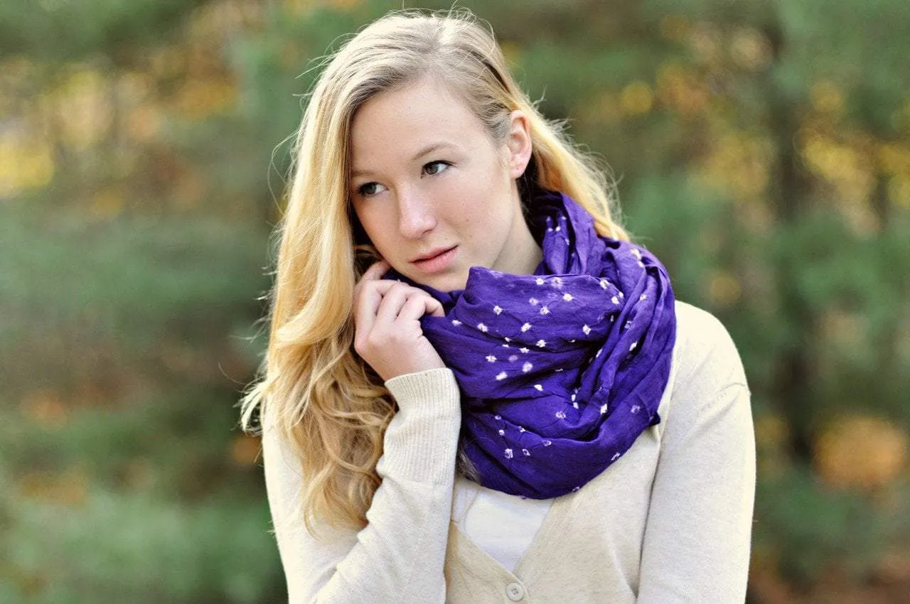 Sheer Batik Cotton Scarf in Purple