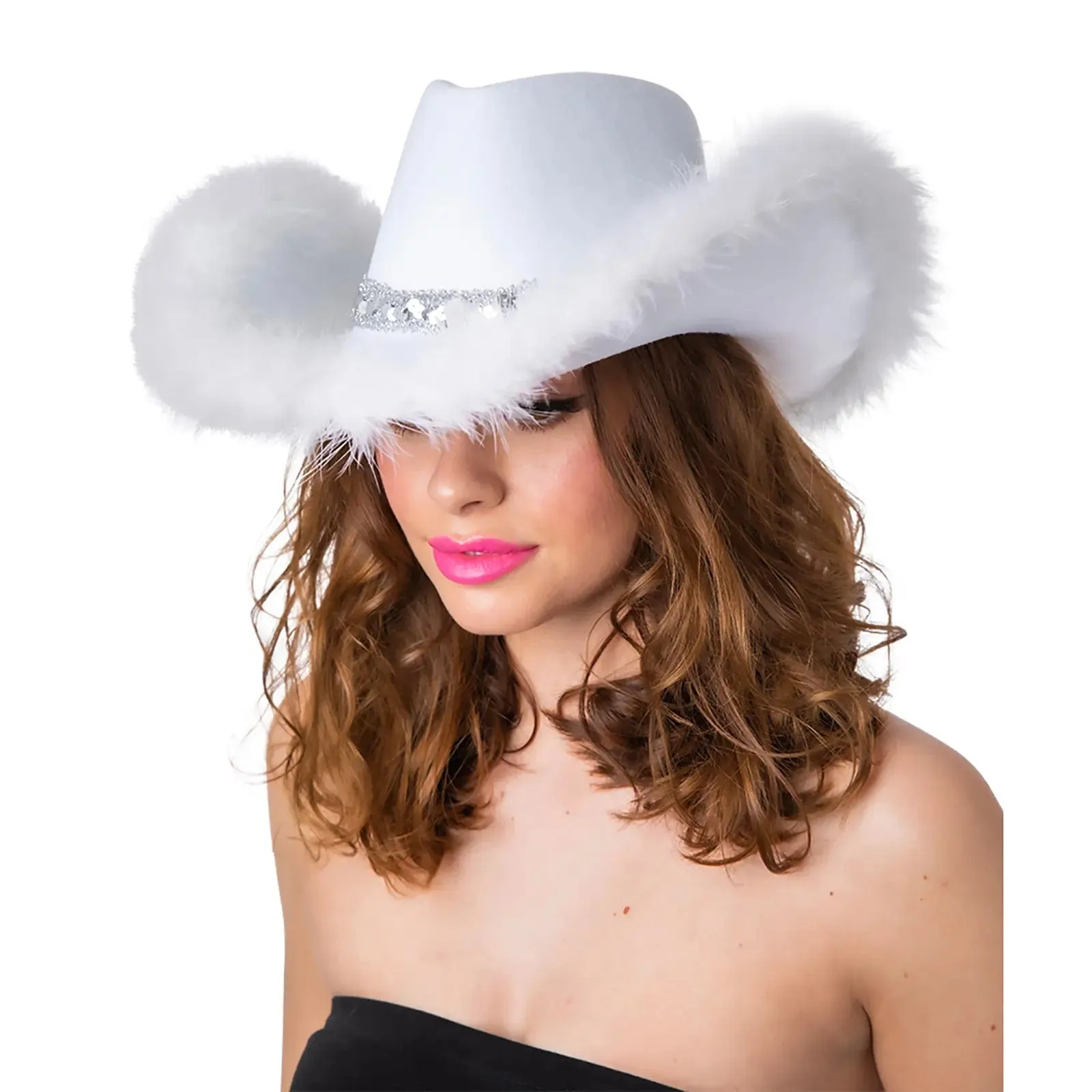 Texan Cowgirl Hat Sequins Feathers Hen Night Fancy Dress